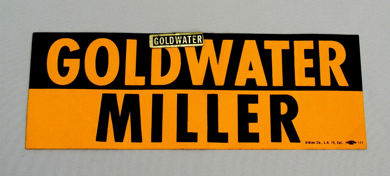 GOLDWATER MILLER CAMPAIGN BUMPER STICKER & GOLDWATER GREEN DUCK CO TAB FOLDOVER