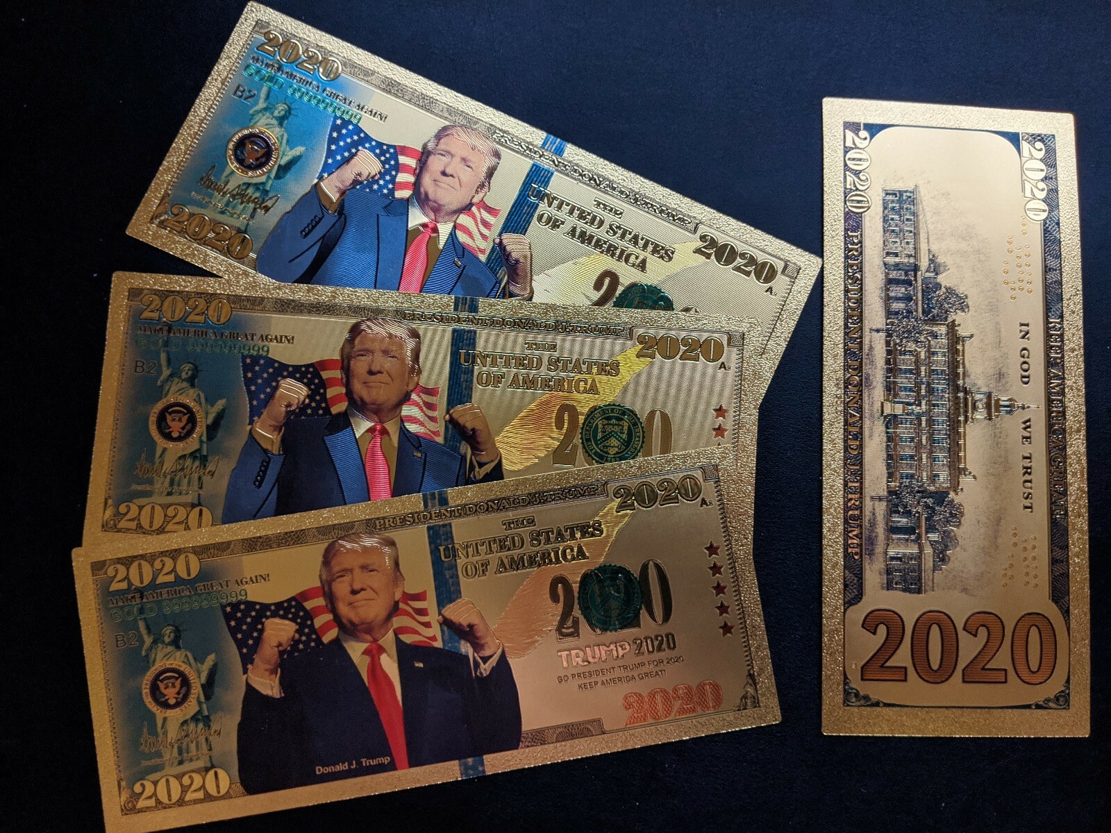 Gold Foil Donald Trump 2020 Dollar Bill WHOLESALE LOT of 10 Bills Rare MAGA