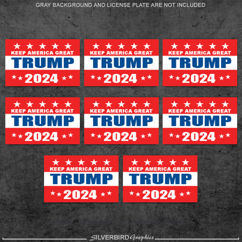 8x Trump president America license plate USA 2024 sticker MAGA hard hat bumper