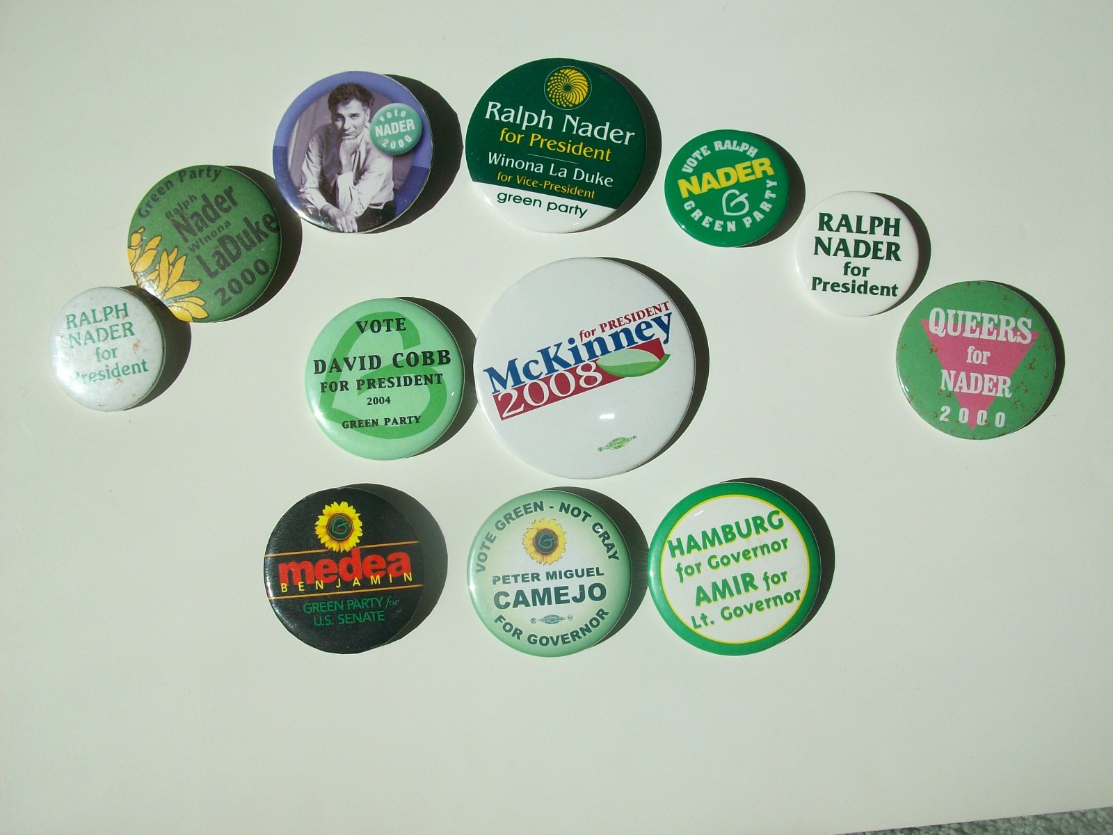 (7) Original 2000 Ralph Nader Green Party Presidential Campaign Button Lot+ MORE