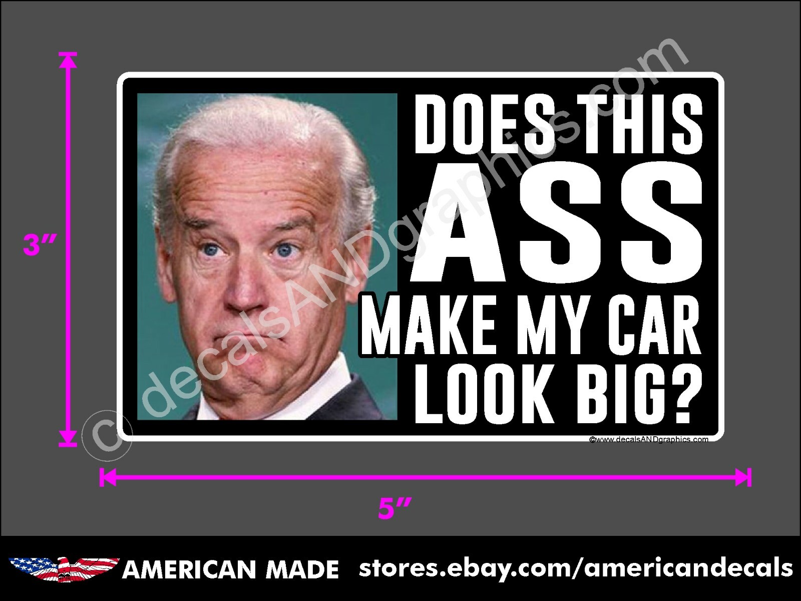 TRUMP 2024 STICKER BIDEN BIG ASS CAR ANTI DEMOCRAT DECAL WINDOW