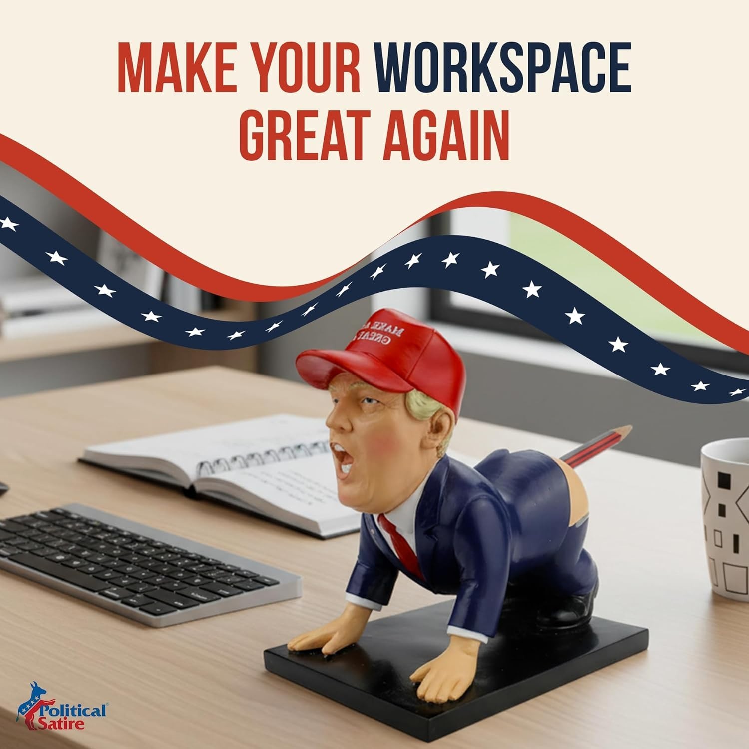 Funny Dump a Trump Pen Holder – Durable Resin Desk Accessory for Any Occasion