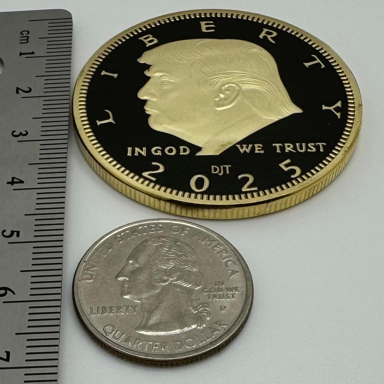 President Donald Trump 45 47 2025 24Kt Gold Challenge Coin, Trump Coin Collector