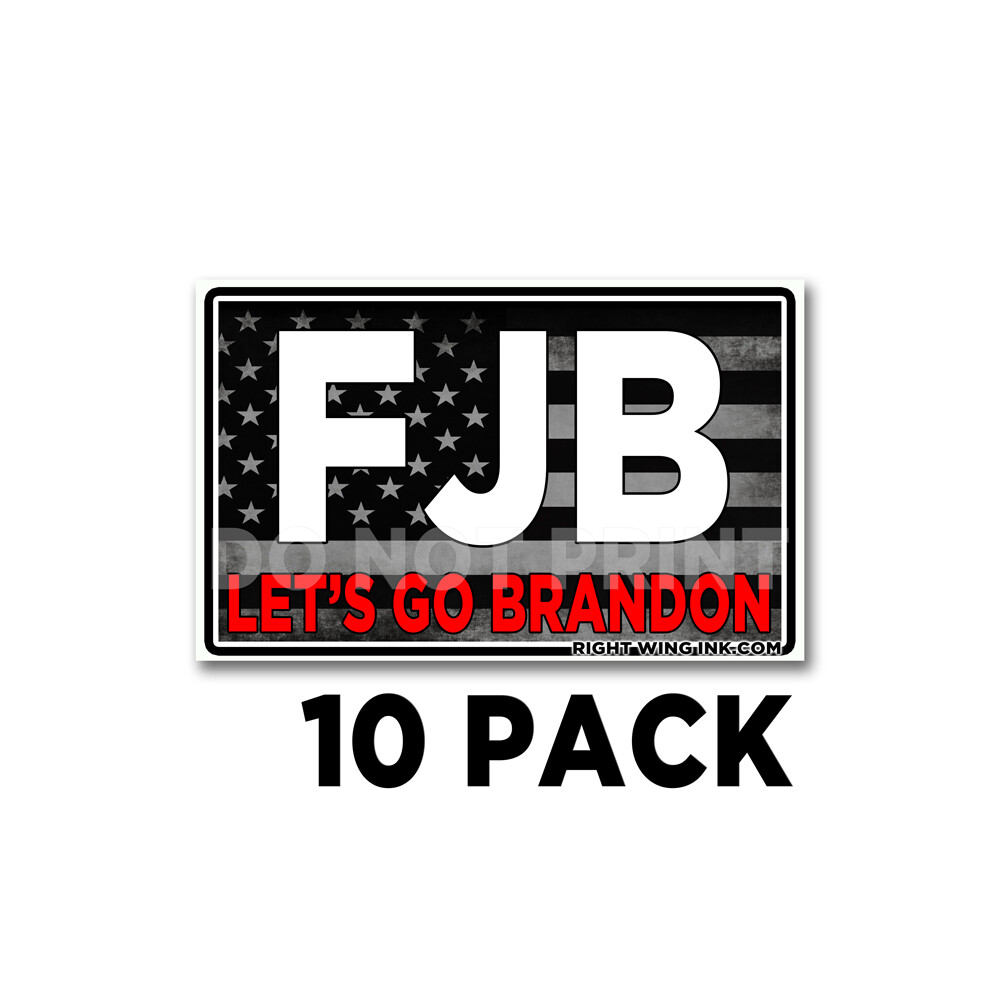 FJB American Flag Small Lets Go Brandon Biden 10 pk of Stickers 5″ wide 10 Pack