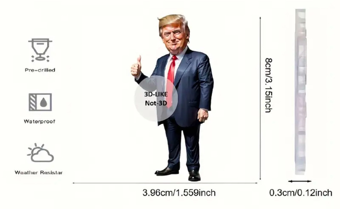Set Of 4 -Acrylic Donald Trump Rear Mirror Ornament – Car Decor, Gift
