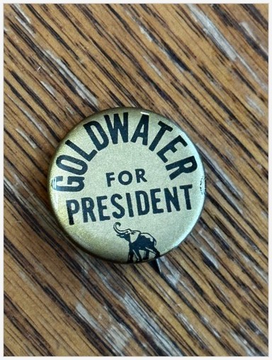 Goldwater 1964 Presidential Campaign Button Republican Party Pin Elephant