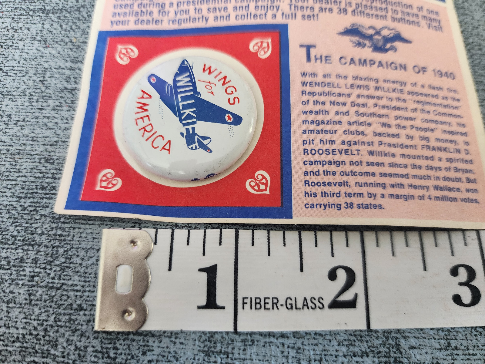 Vintage Hats Off To The Past Wings For Willkie Pin And Scratch Card