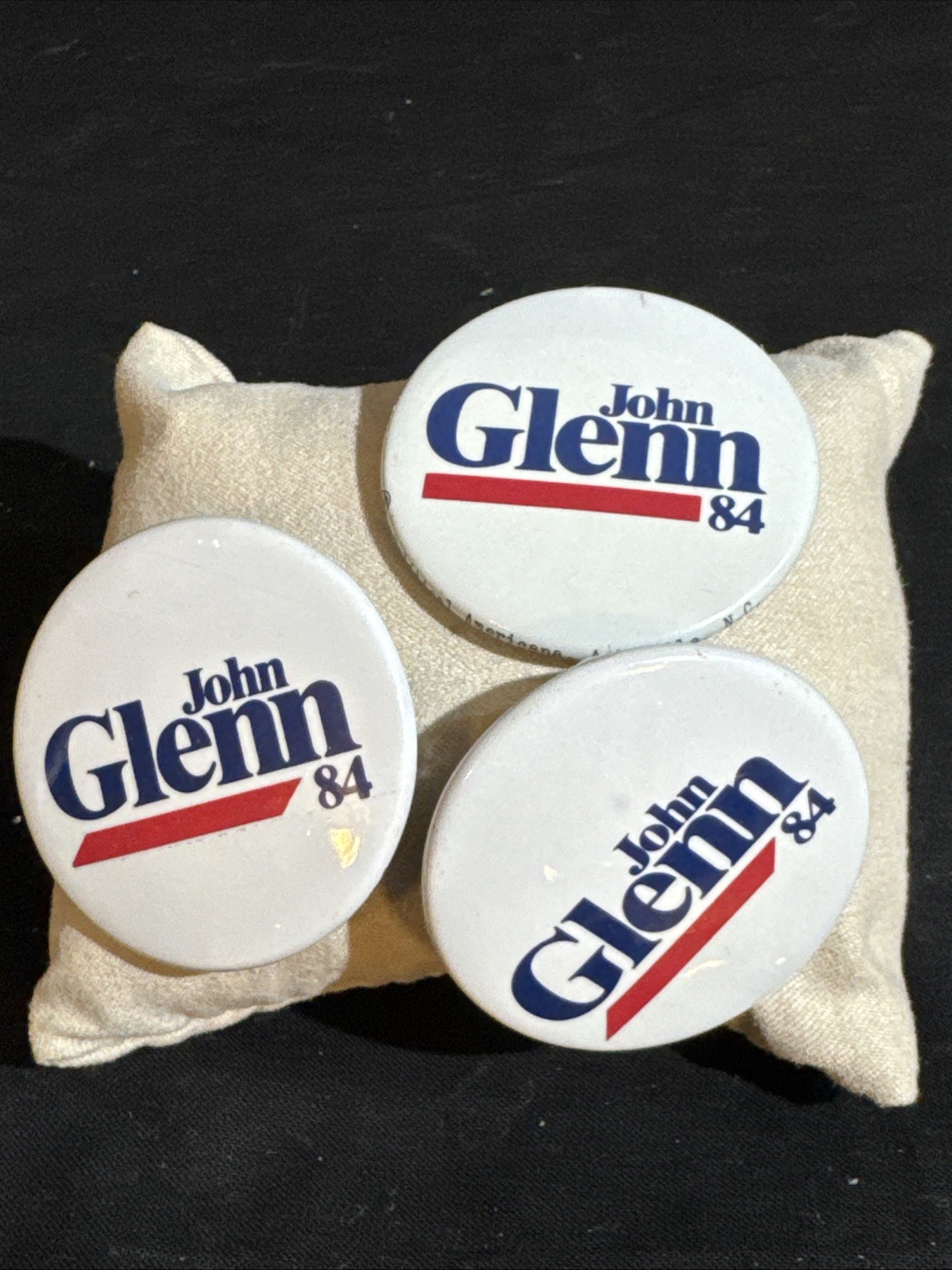 Set Of 3 Vintage 1984 JOHN GLENN PRESIDENTIAL CAMPAIGN BUTTON PINBACK