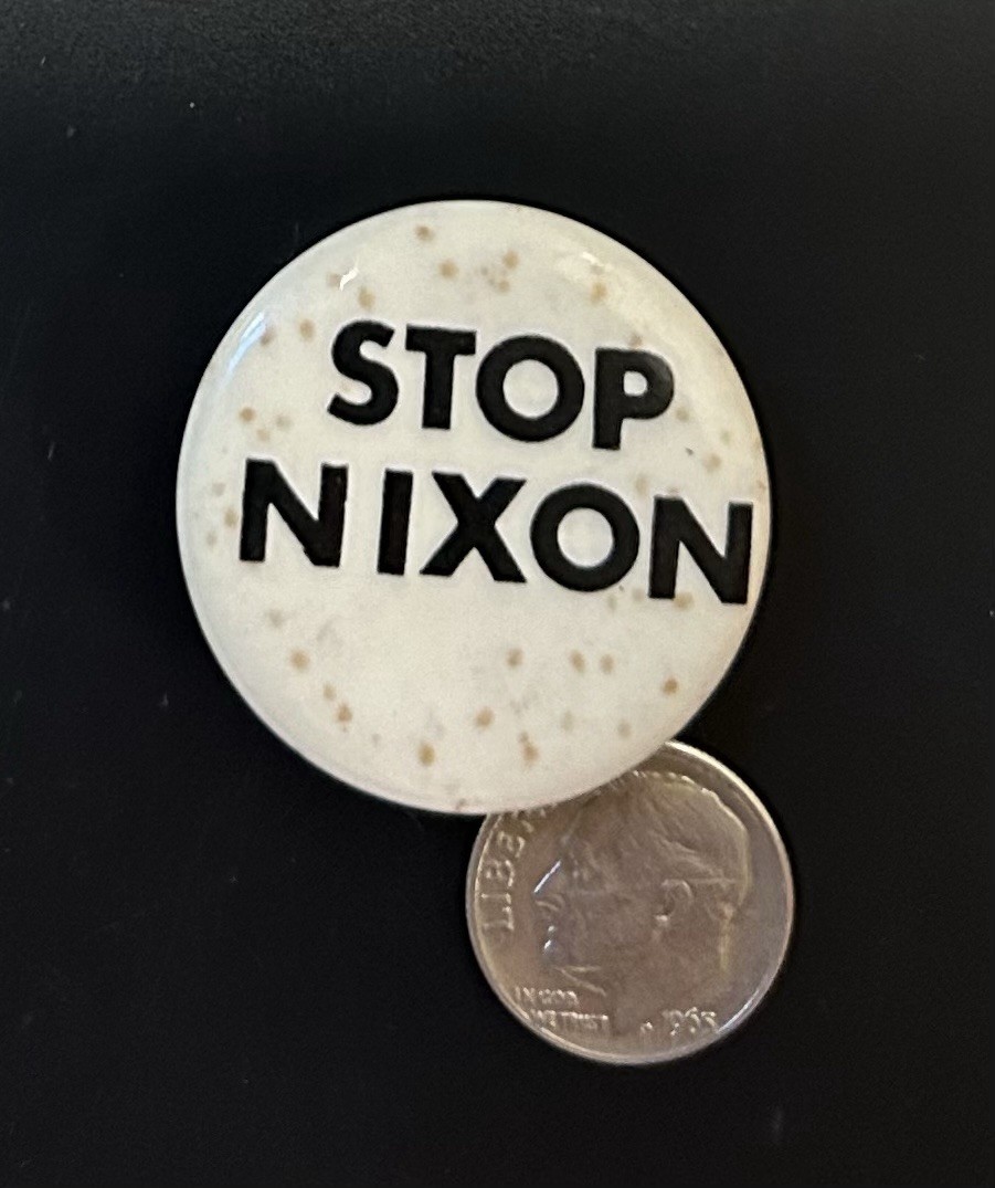 Vintage Rare Stop Nixon Protest Button (B19)