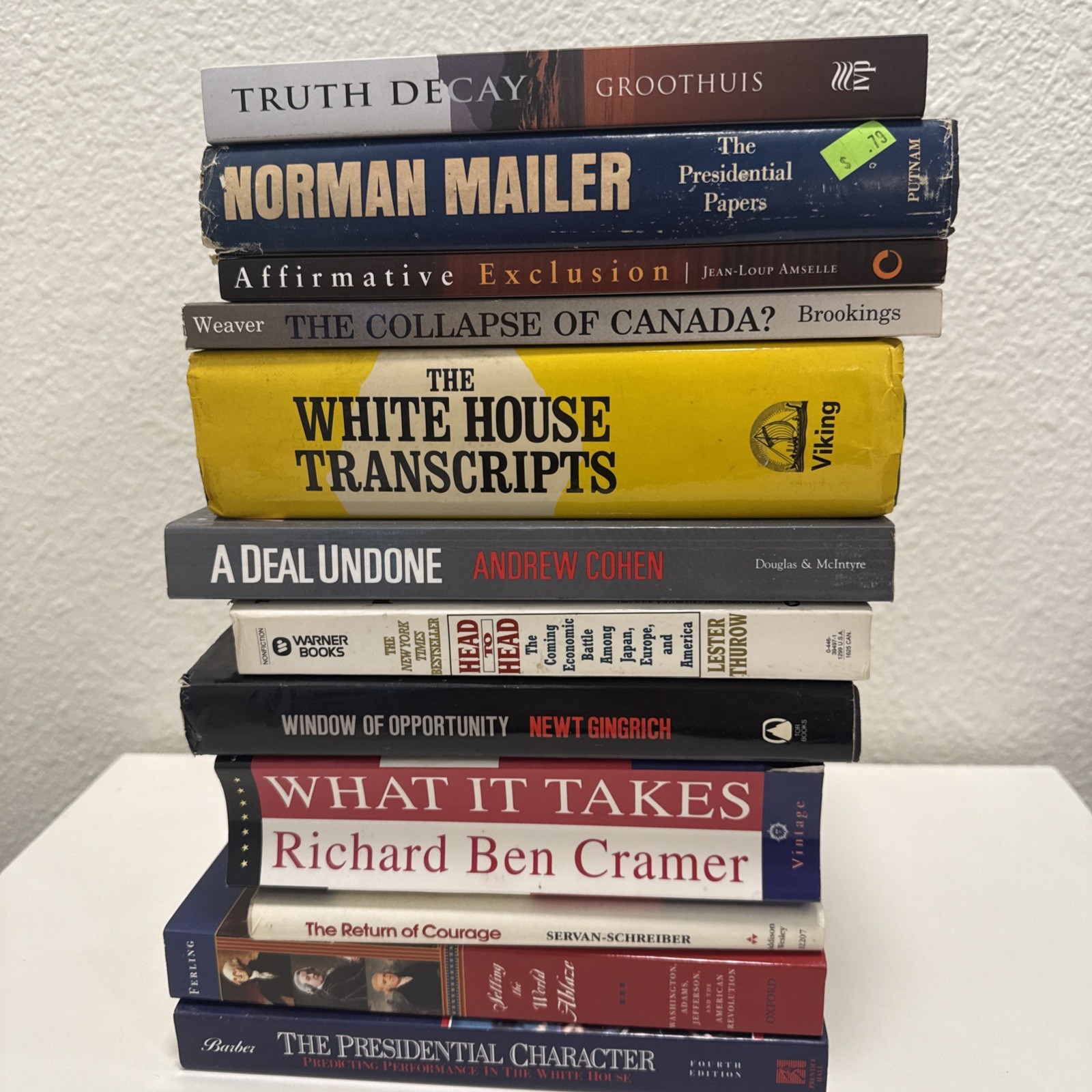 12 Political Book Lot Mailer Gingrich Cramer Thurow Barber History Economics
