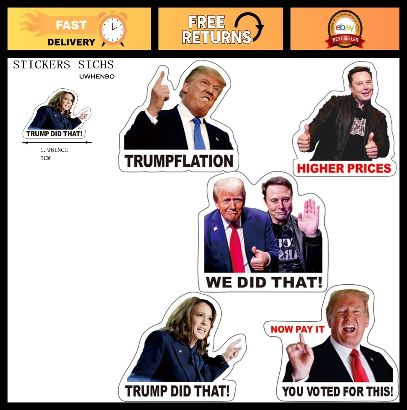 200PCS I Did That Stickers – Funny Anti-Trump Decals, Waterproof & Removable