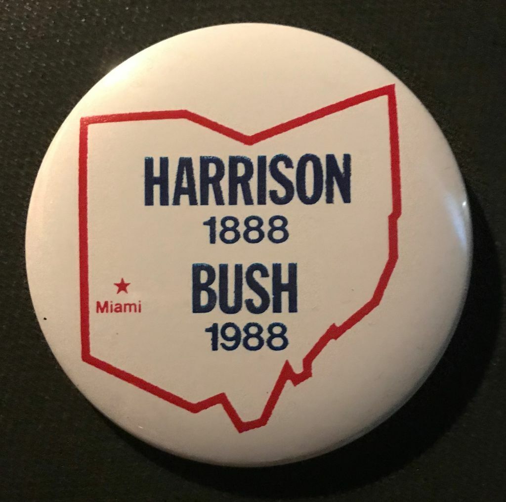 1988 3″ HARRISON 1888 – BUSH 1998 MIAMI OHIO PINBACK