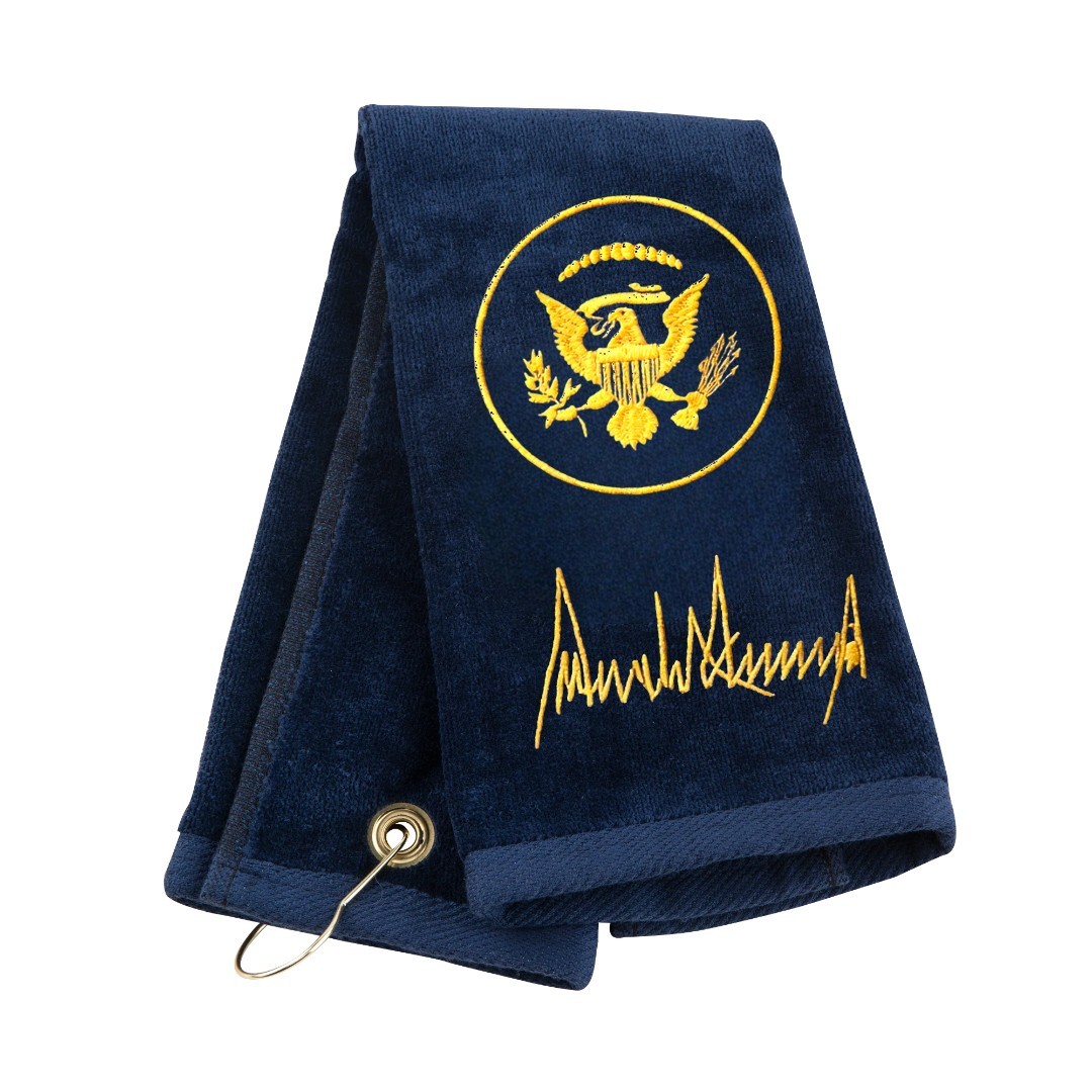 President Trump Signature Presidential Seal Navy Blue Embroidered Golf Towel