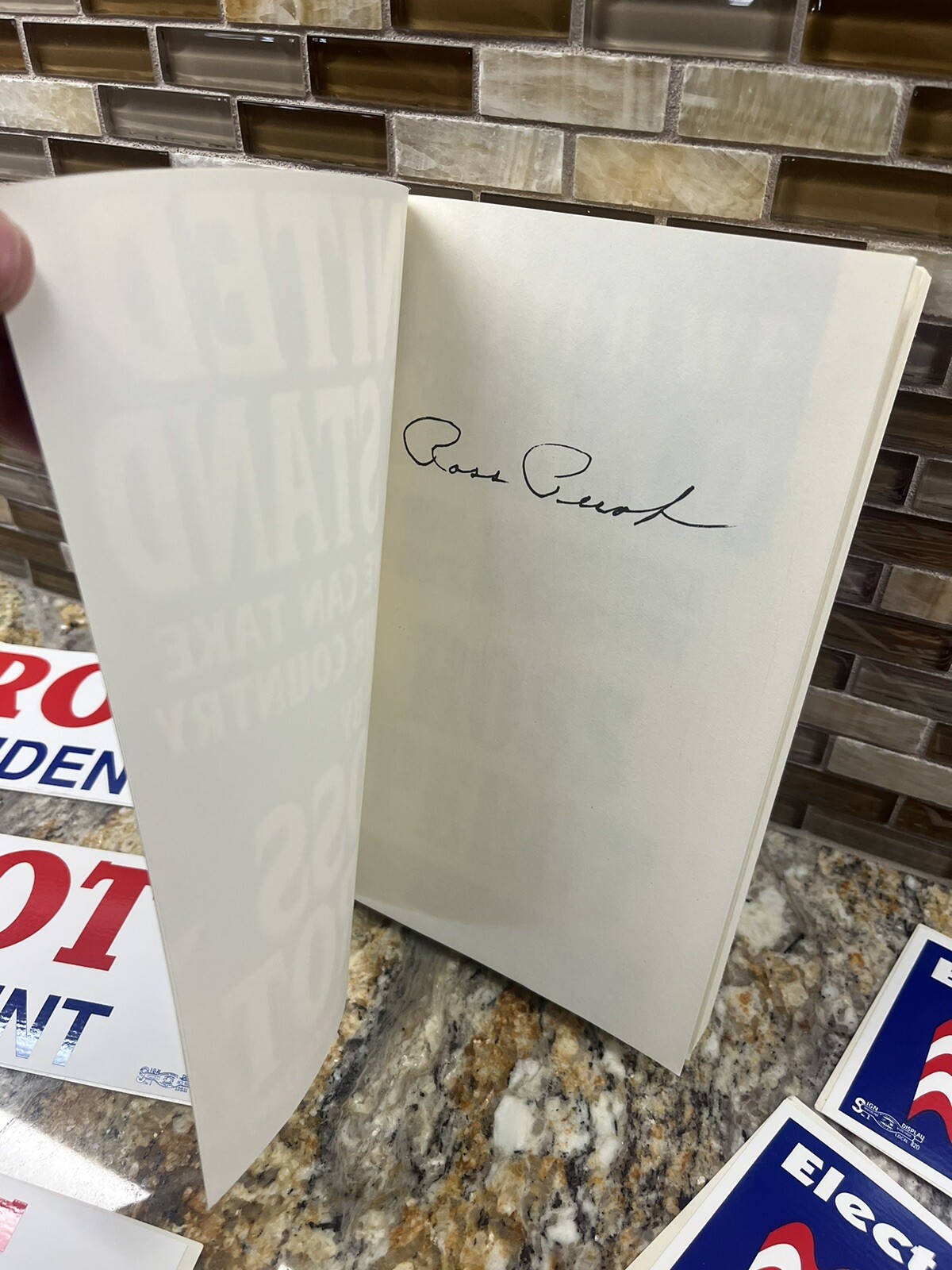 1992 ROSS PEROT Campaign LOT) Stickers / Pins /United We Stand Autographed Book!
