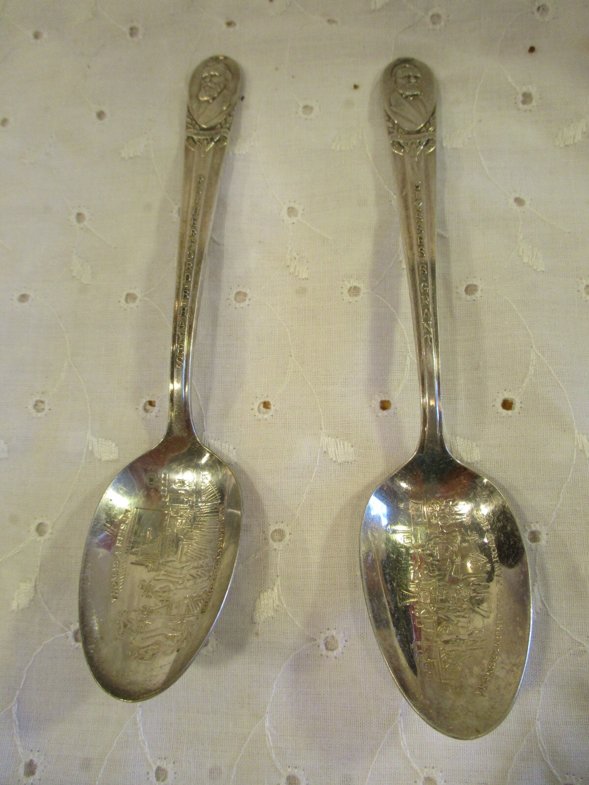 2 WM Rogers Spoons of Ulysses S Grant & Rutherford B Hayes Presidents of the USA