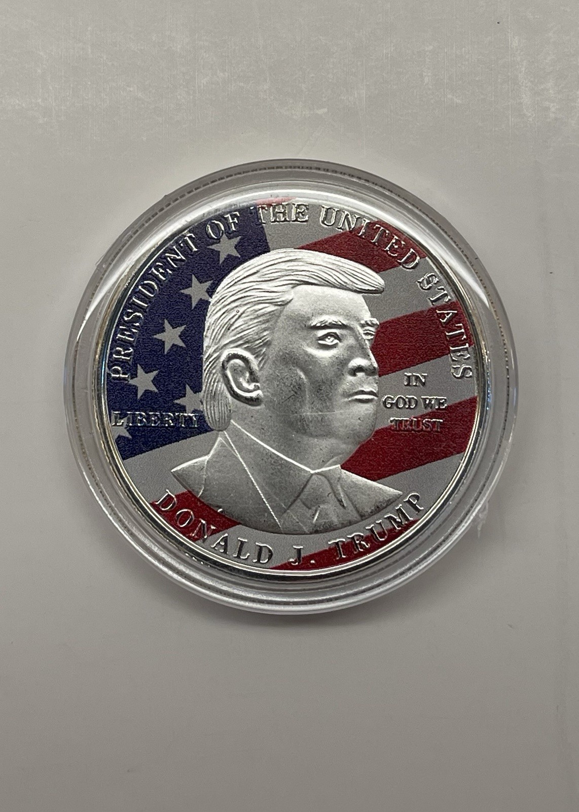 Donald Trump Make America Great Again Colorized Silver Plated Medallion Token.