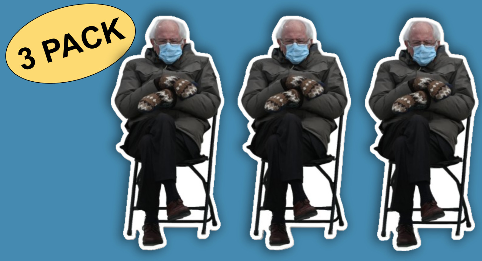 3x – Bernie Sanders Meme Inauguration Chair Sitting Mittens Sticker 2.5in x 5in