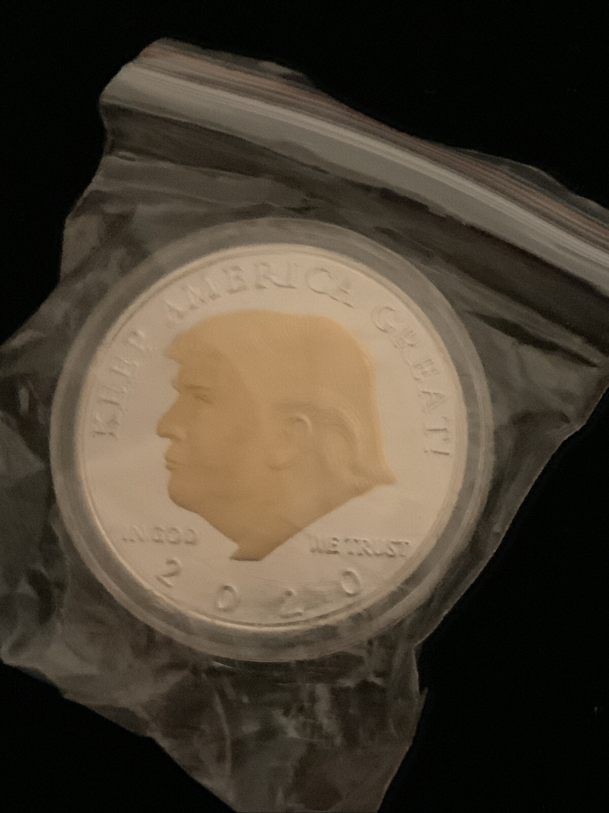 Donald Trump ‘Keep America Great’ Gold & Silver Plated 2020 Coin In Case