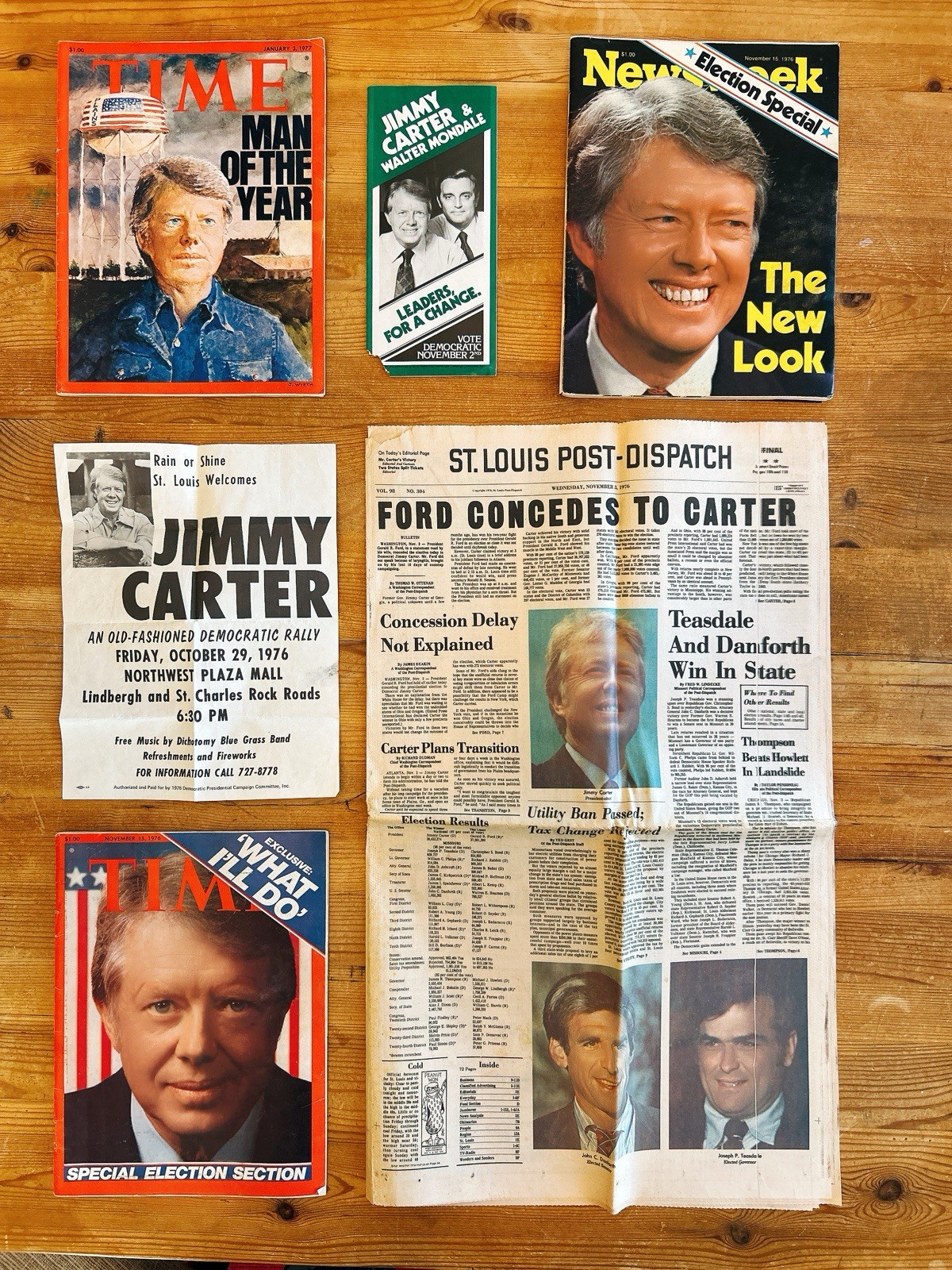 Lot Of Jimmy Carter- Time, Newsweek, St Louis Post-Dispatch, Pamphlet, Poster