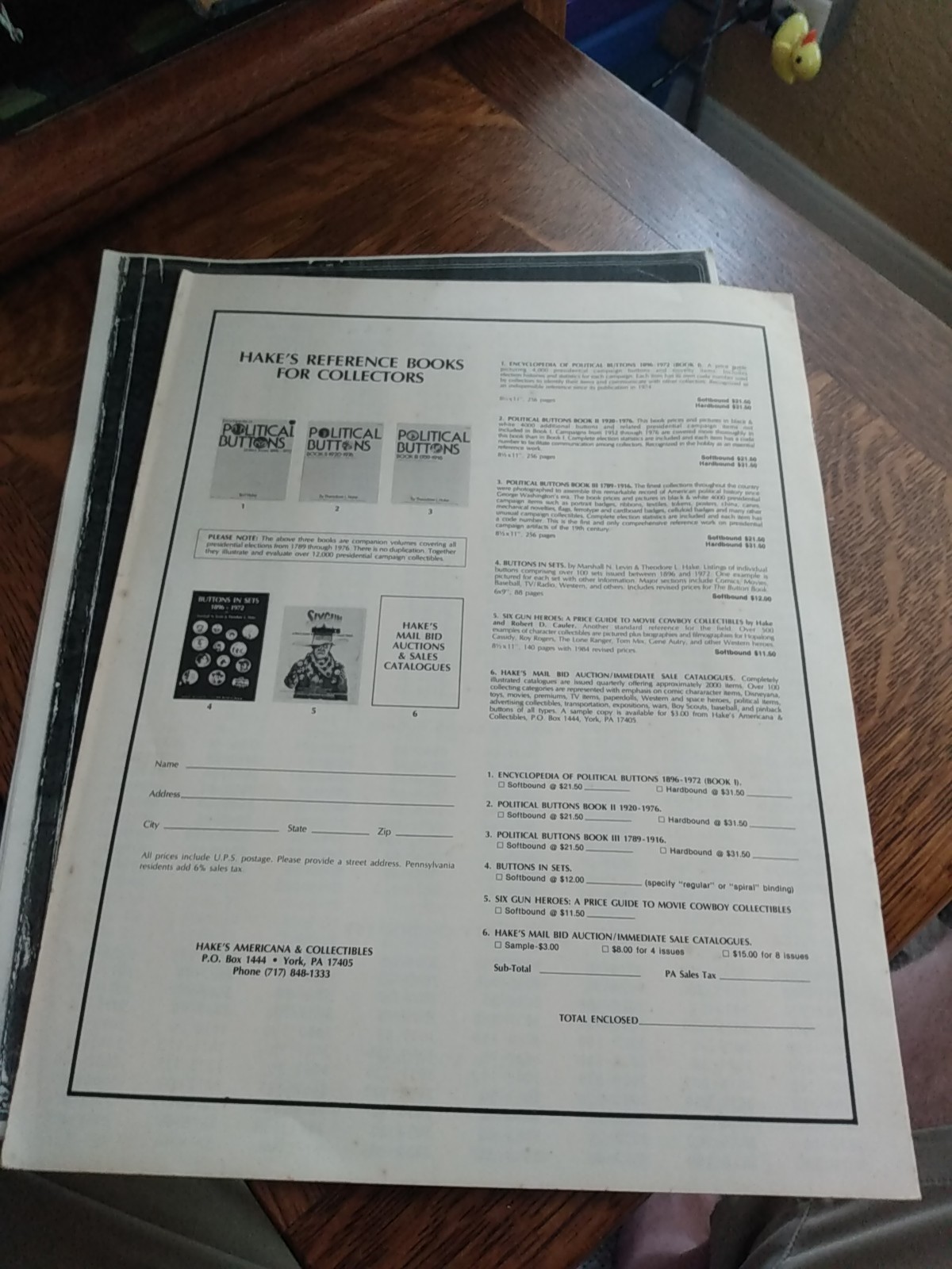 POLITICAL BUTTONS BOOK III – 1789 – 1916, 1984 Revised Prices By Theodore Hake