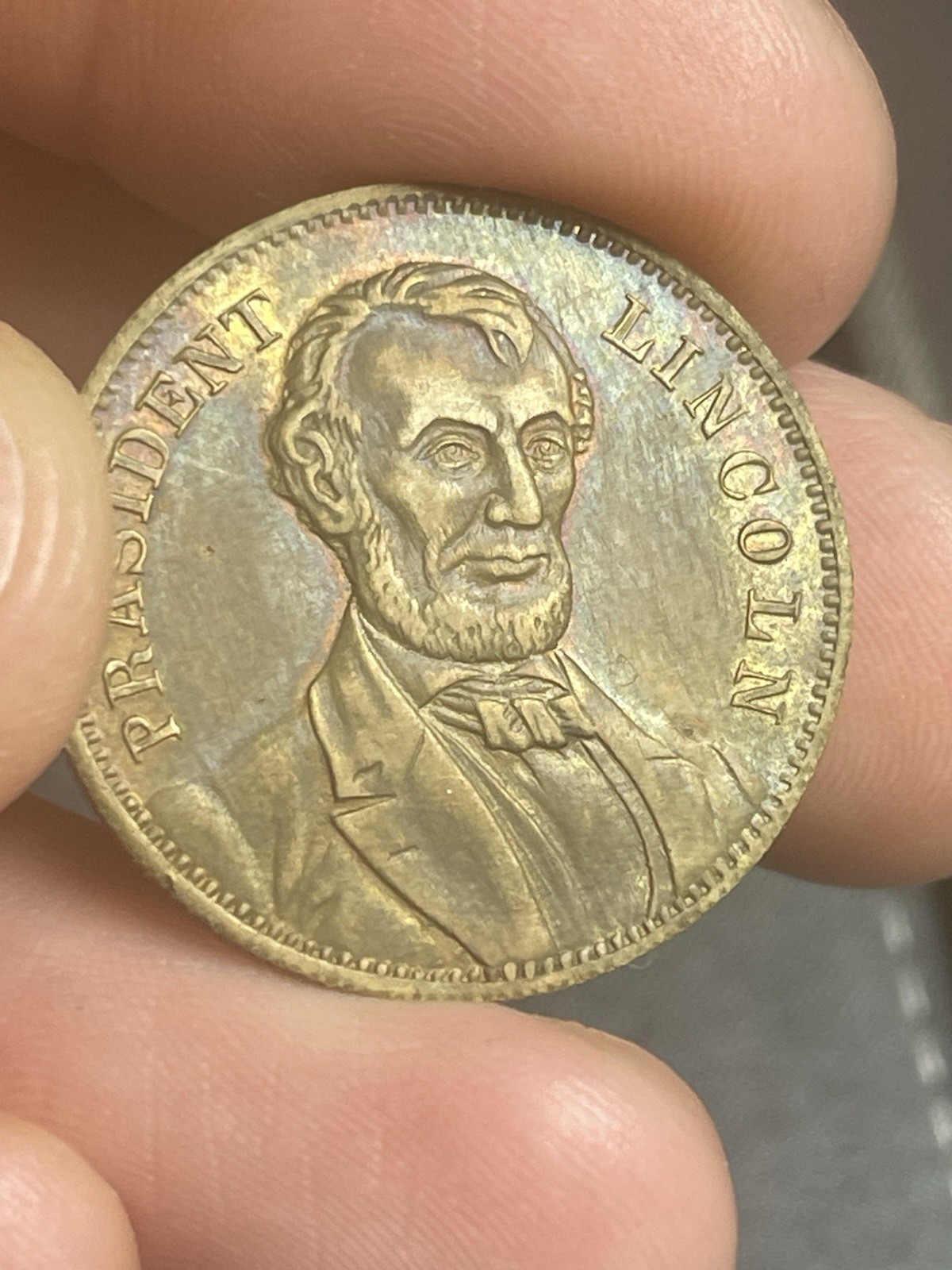 1864 ABRAHAM LINCOLN GERMAN SPIELMARK CAMPAIGN COUNTER TOKEN- Rarity 9 (#251)