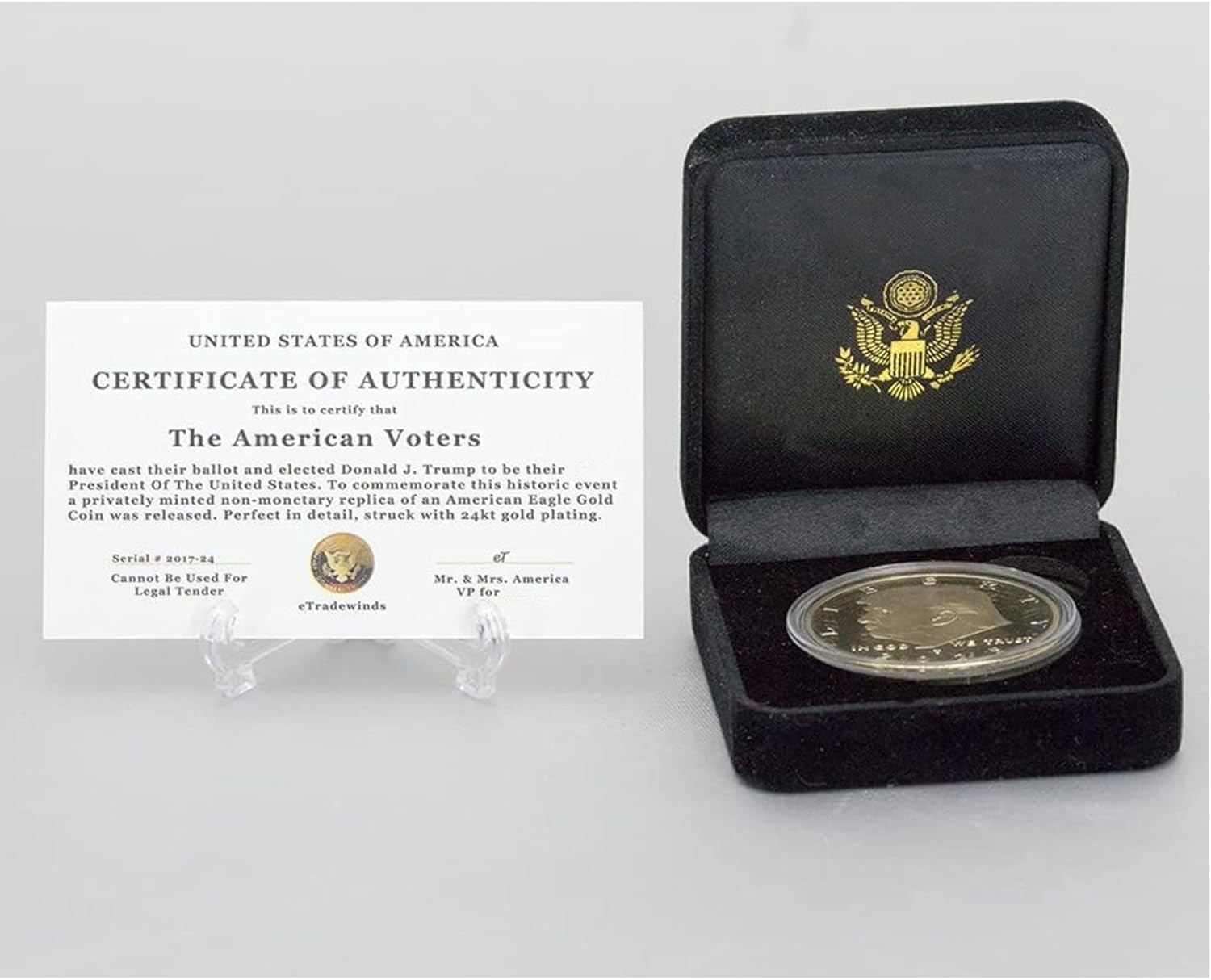Authentic 2026 Trump Gold Coin with Velvet Case^^