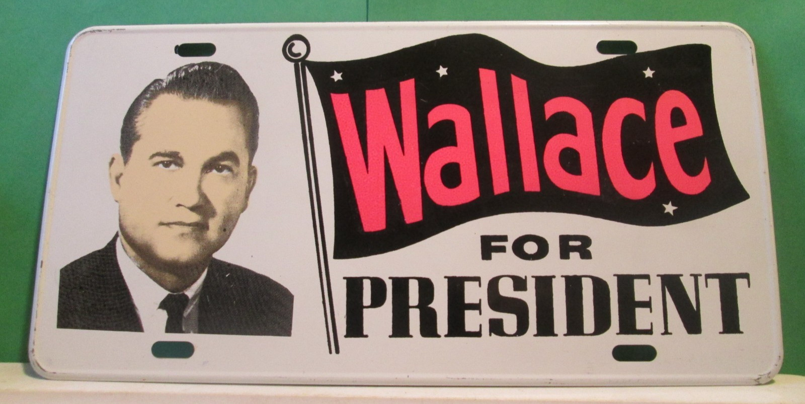 Vintage NEW 1968 (George) Wallace for President Campaign Metal License Plate