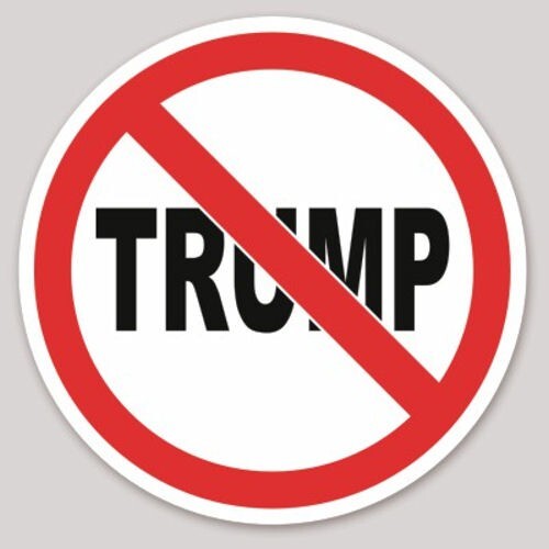4×4 Inch Round Red X Anti Donald Trump President Against Circle Vinyl Sticker
