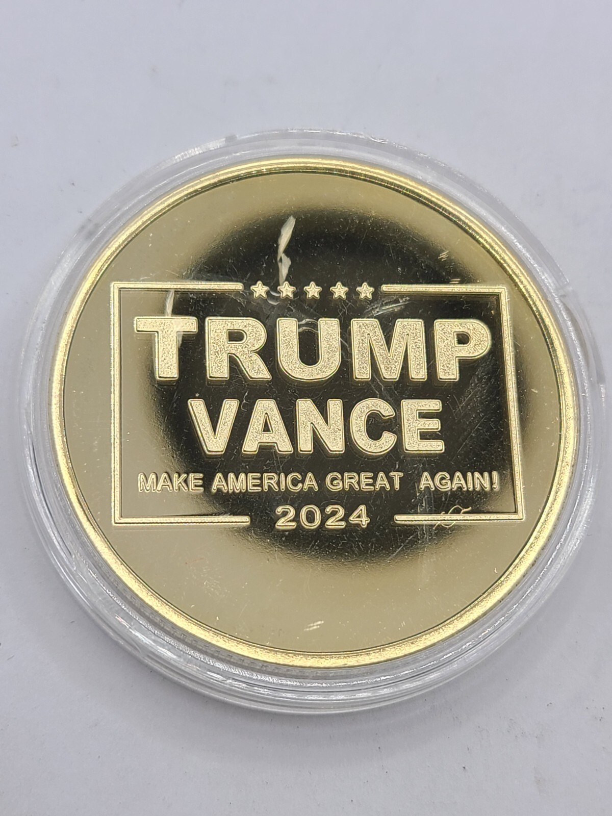 President Trump Vance Gold Make America Great Again Commemorative Coin US 1.75″