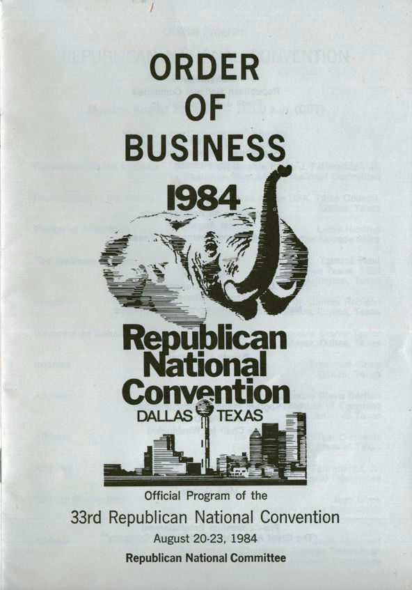 1984 Rep Nat’l Conv. Order of Business, Citizens Newsletter, Nancy Reagan Invite
