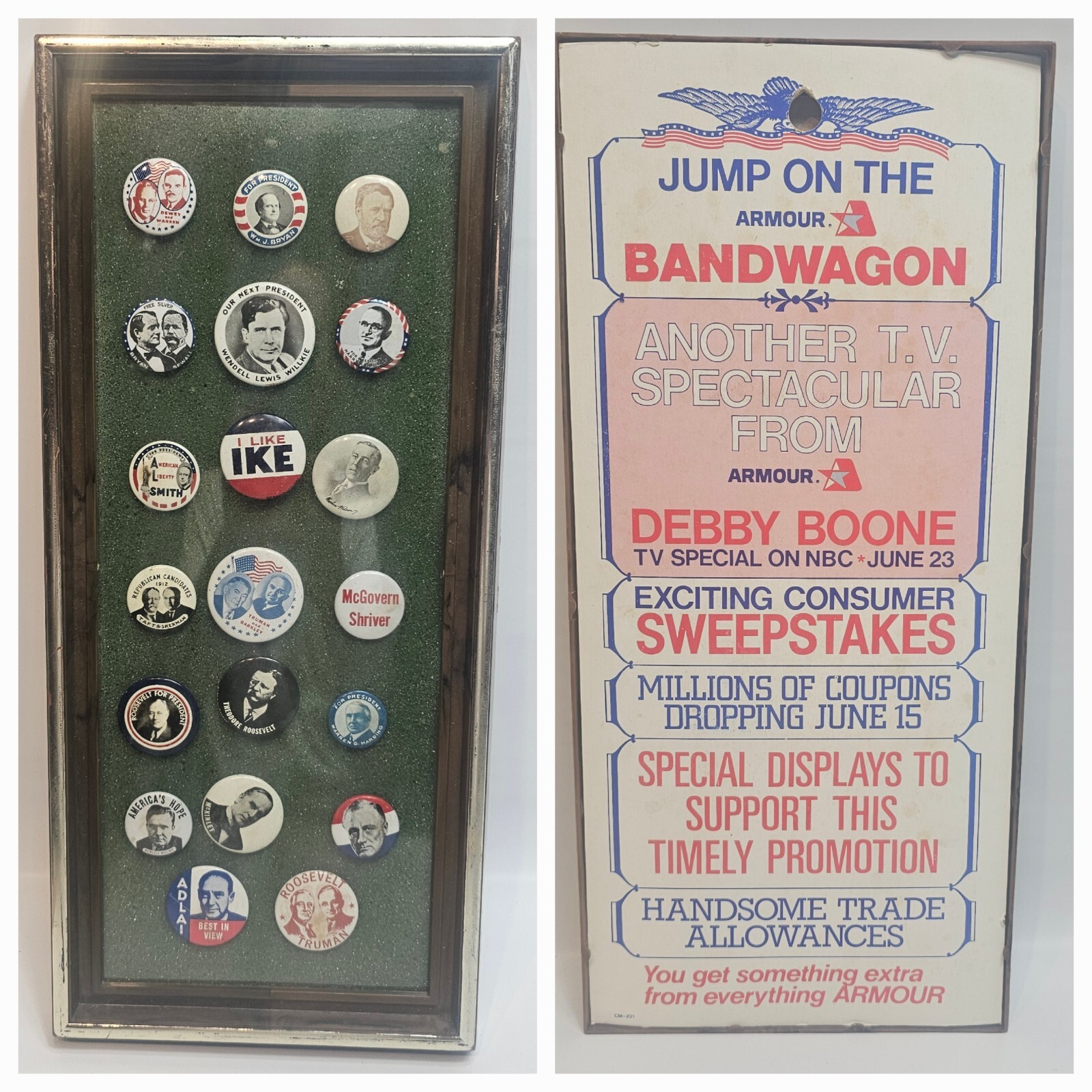 Armour Promotional Presidential Pins 1980’s Reproductions Debby Boone NBC