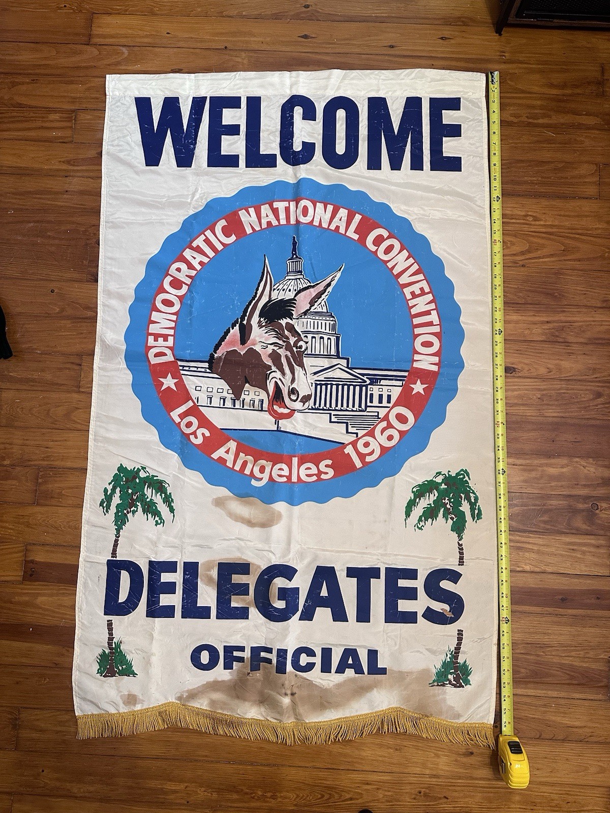 Kennedy JFK Memorabilia 1960 Democratic Convention Banner