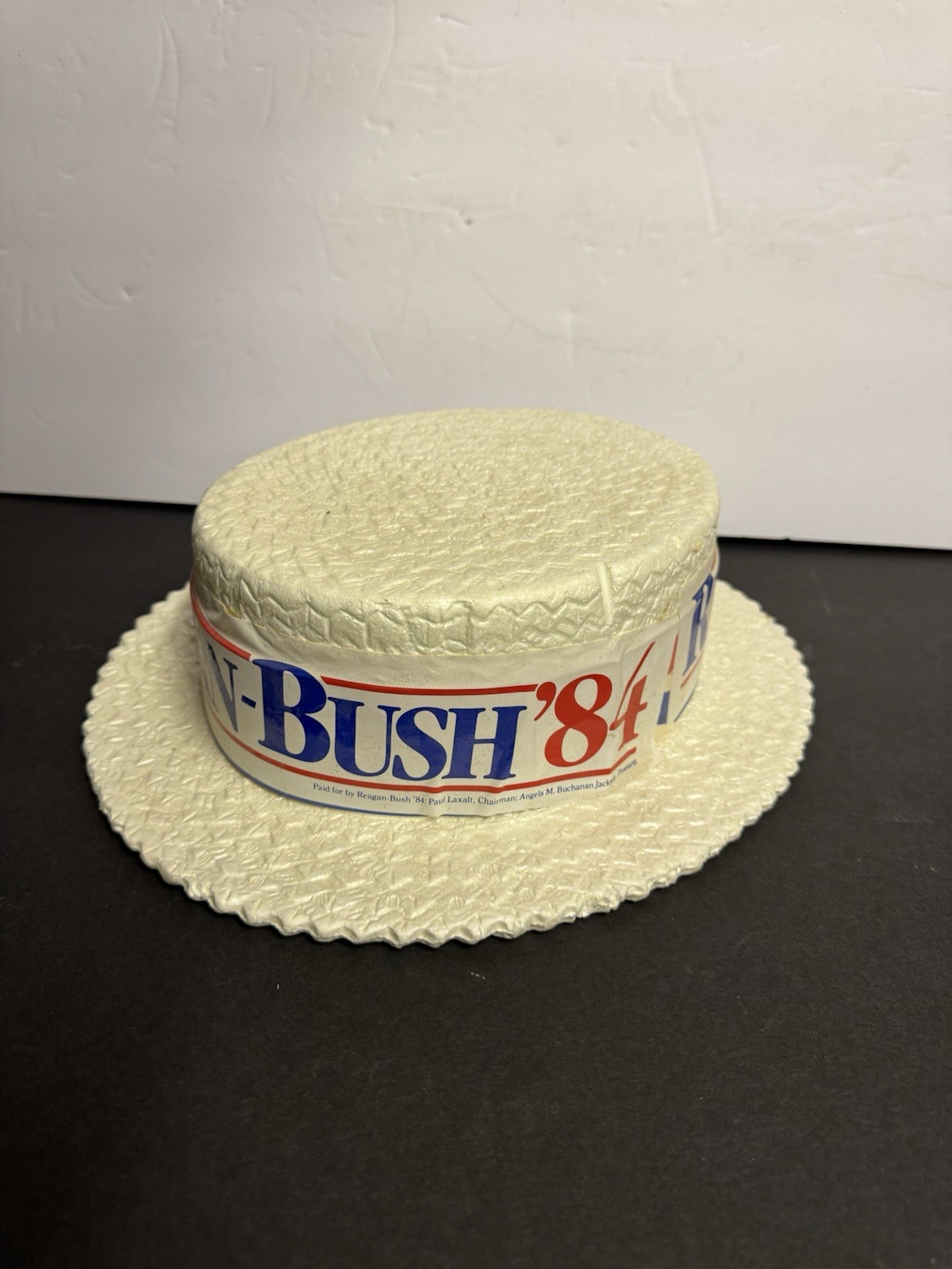 Ronald Reagan Bush 1984 Styrofoam Presidential Campaign Hat USA Lewtan Line