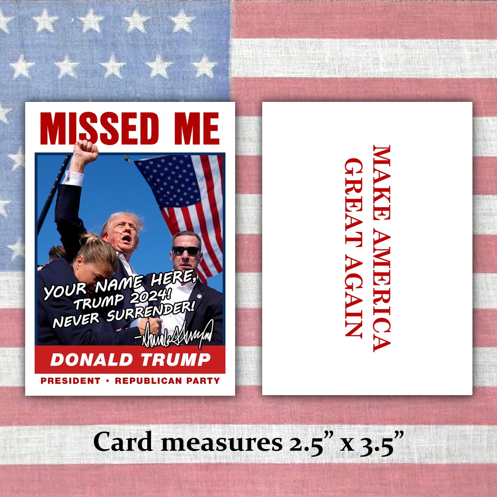 Donald Trump CUSTOM AUTOGRAPH Shooting Failed Assassination ACEO Card MAGA 2024