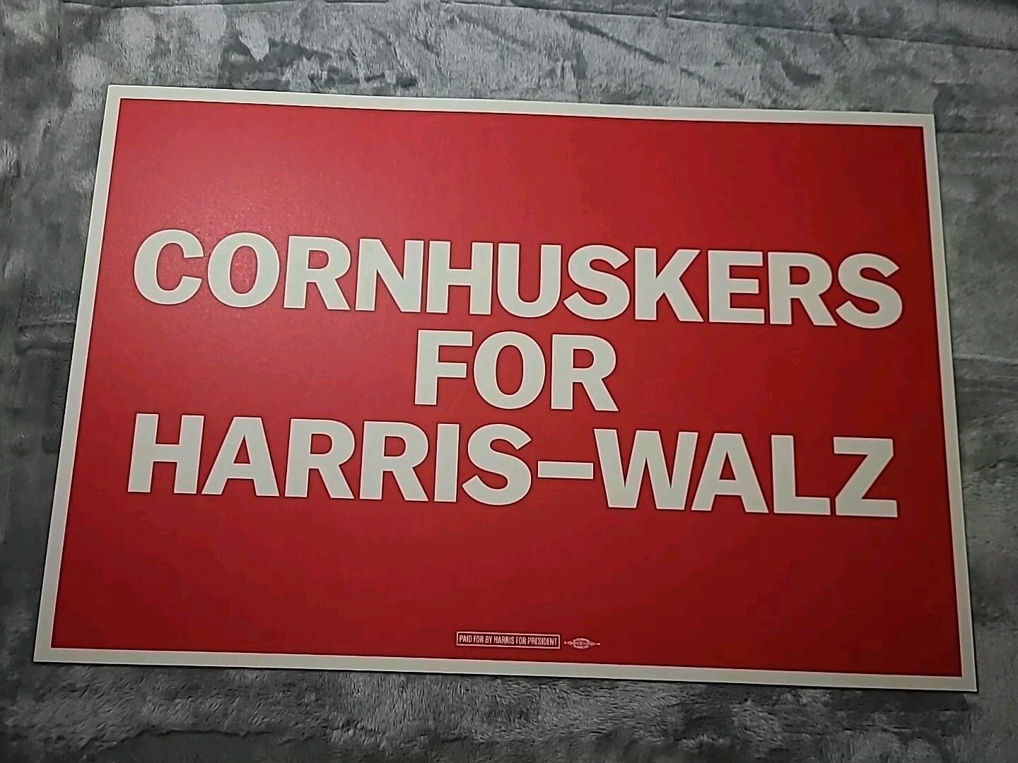Kamala Harris Official Campaign Placard 18″ X 12″ Tim Walz Rare Cornhuskers