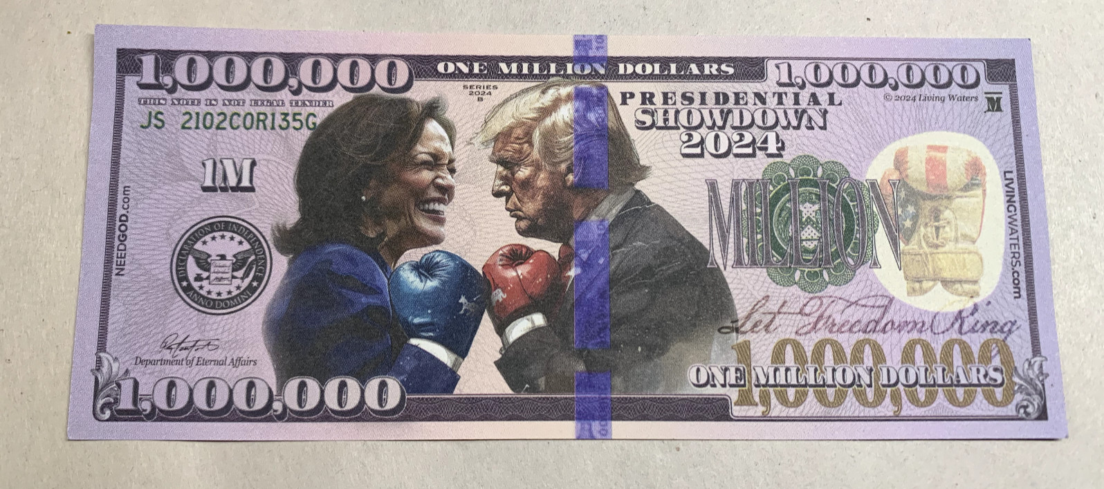 Presidential SHOWDOWN Trump Harris Boxing RING Money Fake Dollar Bill HISTORICAL