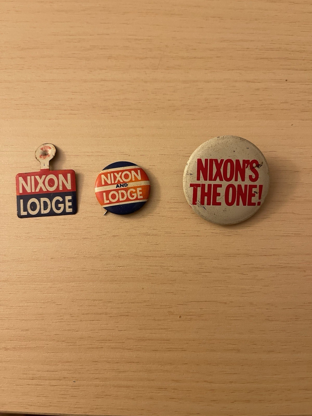3 pc. RICHARD NIXON 1960 campaign issued NIXON, LODGE buttons