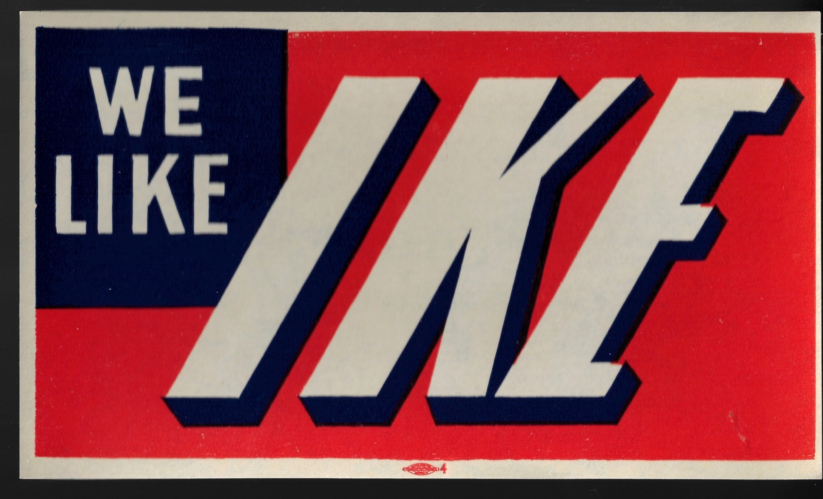 1952 Dwight Eisenhower Presidential Campaign Decal With Famous Campaign Slogan