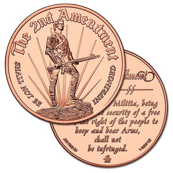 10 Copper 2nd Amendment (Minuteman) Round – 1 AVDP Oz, .999 – BU Uncirculated