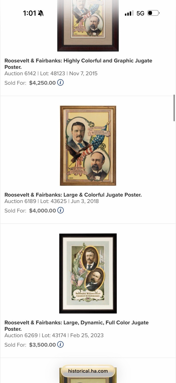 Rare 1904 Roosevelt Fairbanks Jugate Campaign Poster