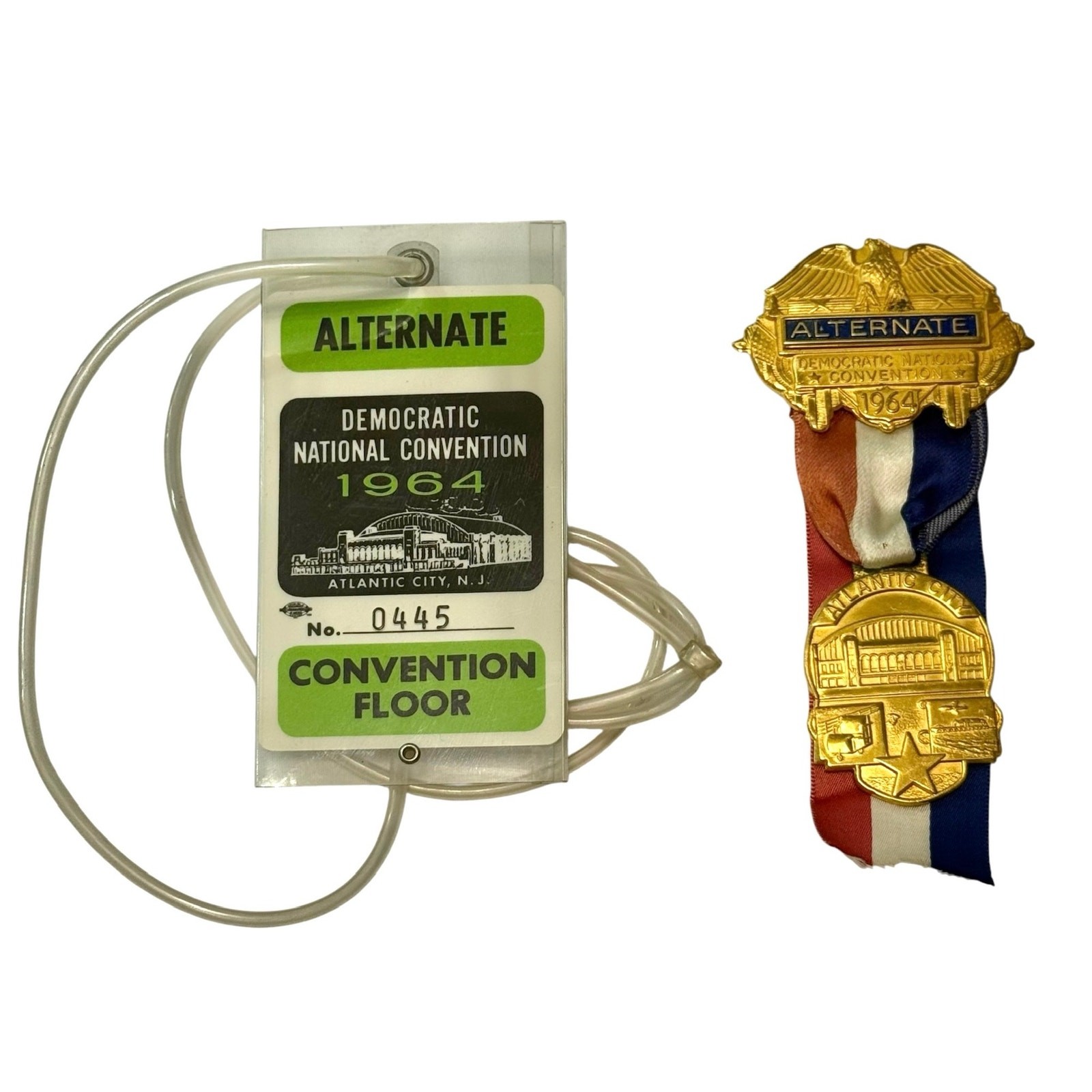 Democratic National Convention 1964 Alternate Delegate Medal w/ Badge Card