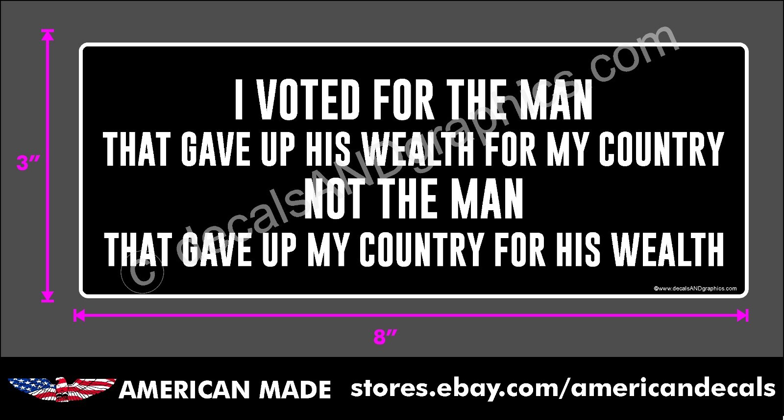 TRUMP 2020 2024 STICKER GAVE UP WEALTH ANTI DEMOCRAT DECAL BUMPER ELECTION