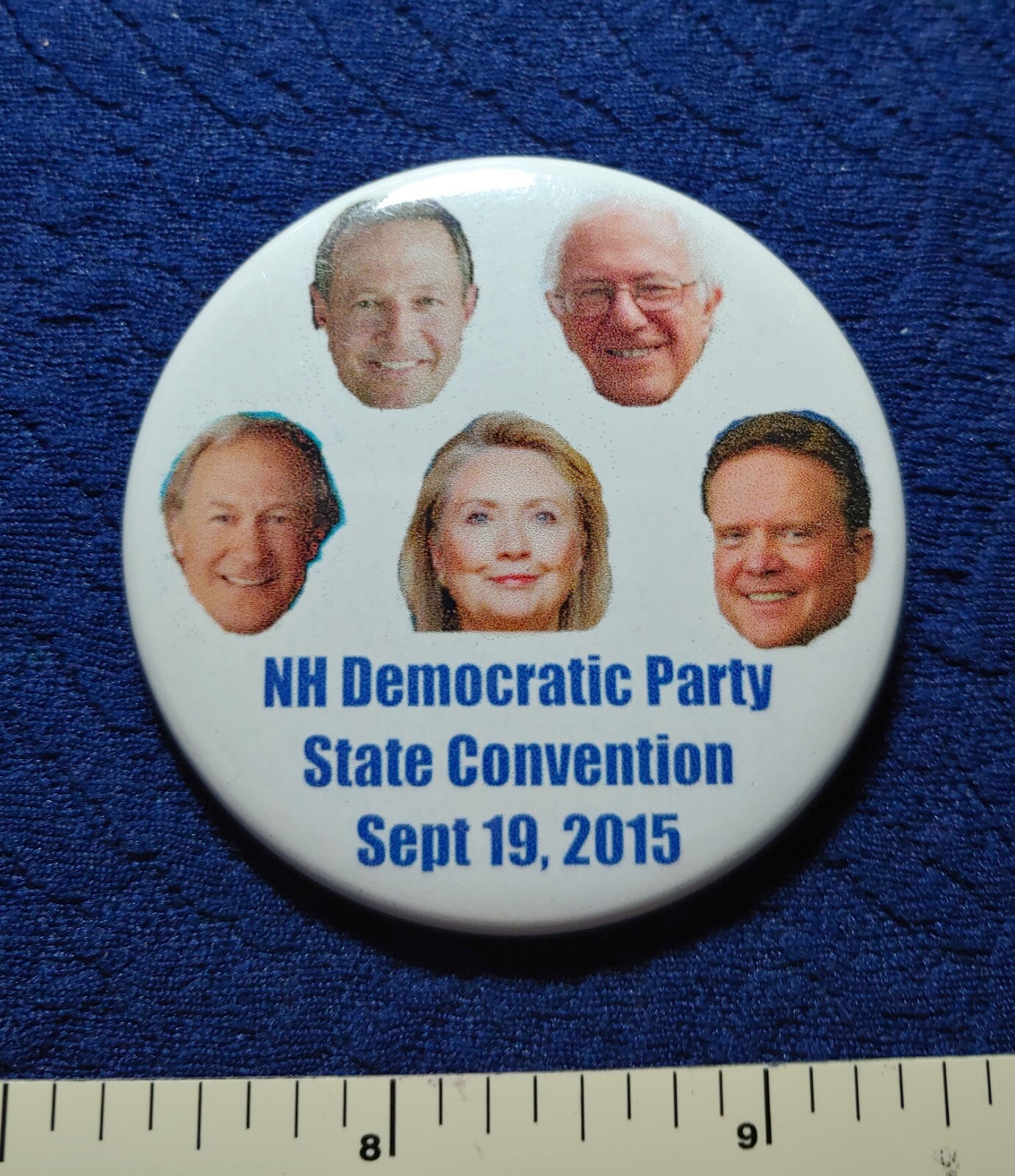 2015 NEW HAMPSHIRE DEMOCRAT CONVO HILLARY BERNIE O’MALLEY WEBB PINBACK BUTTON