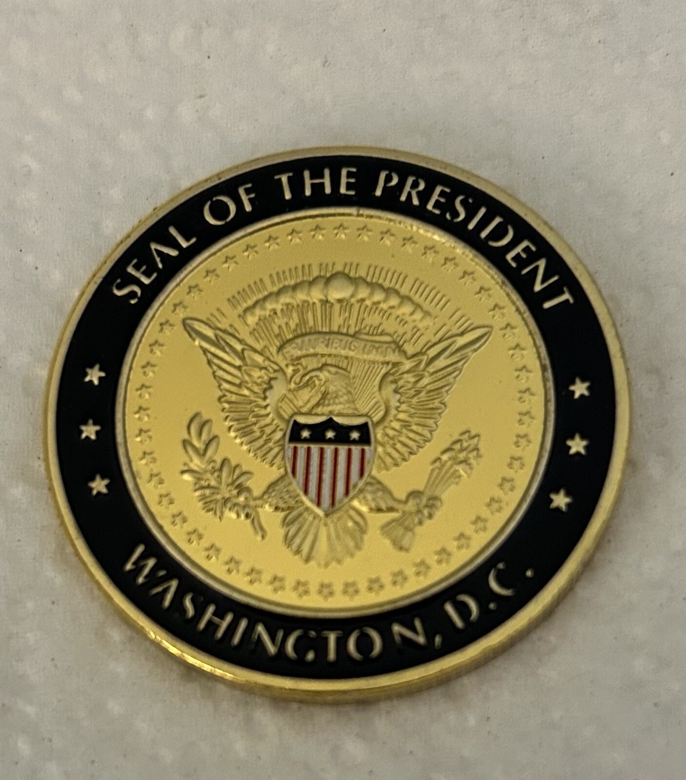 4 TRUMP CHALLENGE COIN GOLD ENAMEL PRESIDENT EAGLE SEAL WOOD BOX REPUBLICAN MAGA