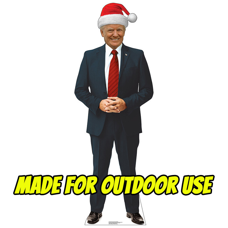 DONALD TRUMP WITH SANTA HAT Lifesize Plastic OUTDOOR YARD SIGN Standee Standup