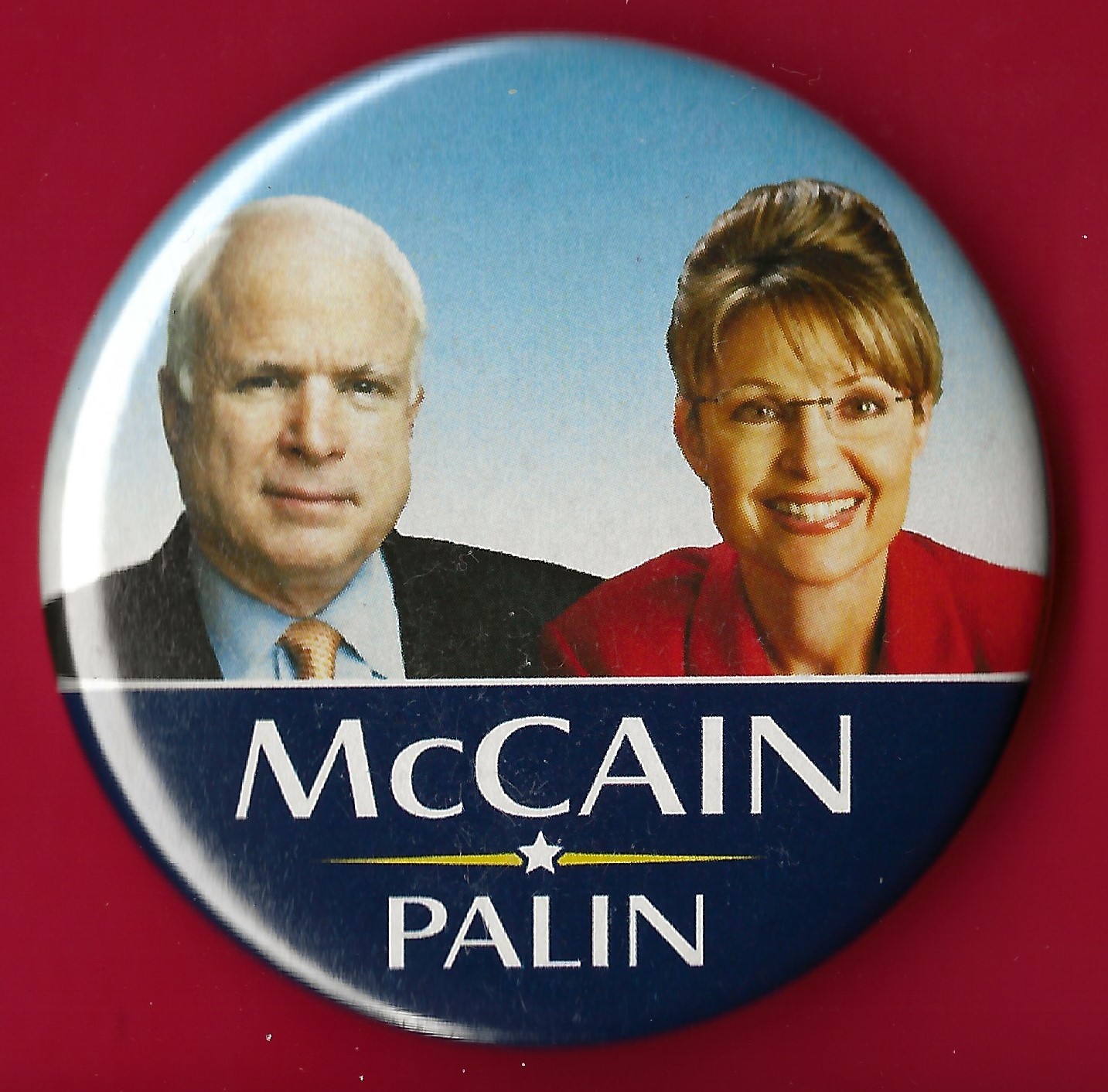2008 John McCain & Sarah Palin 2-1/4″ / Presidential Campaign Button (Pin 09)