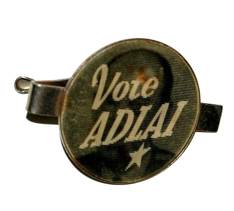 1952 Vote ADLAI STEVENSON FLASHER TIE BAR CLASP campaign pinback button VARIVUE