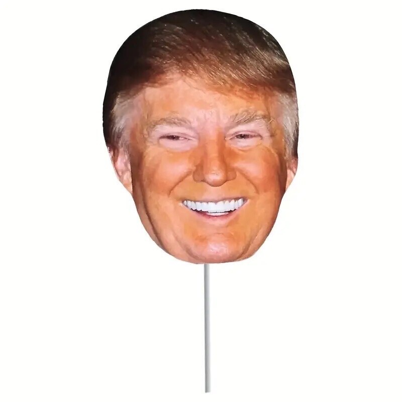 ╰➤🇺🇸DONALD TRUMP Cardboard Cutout Head Yard/Car/Window Sign W/Stake 8″ X 11″