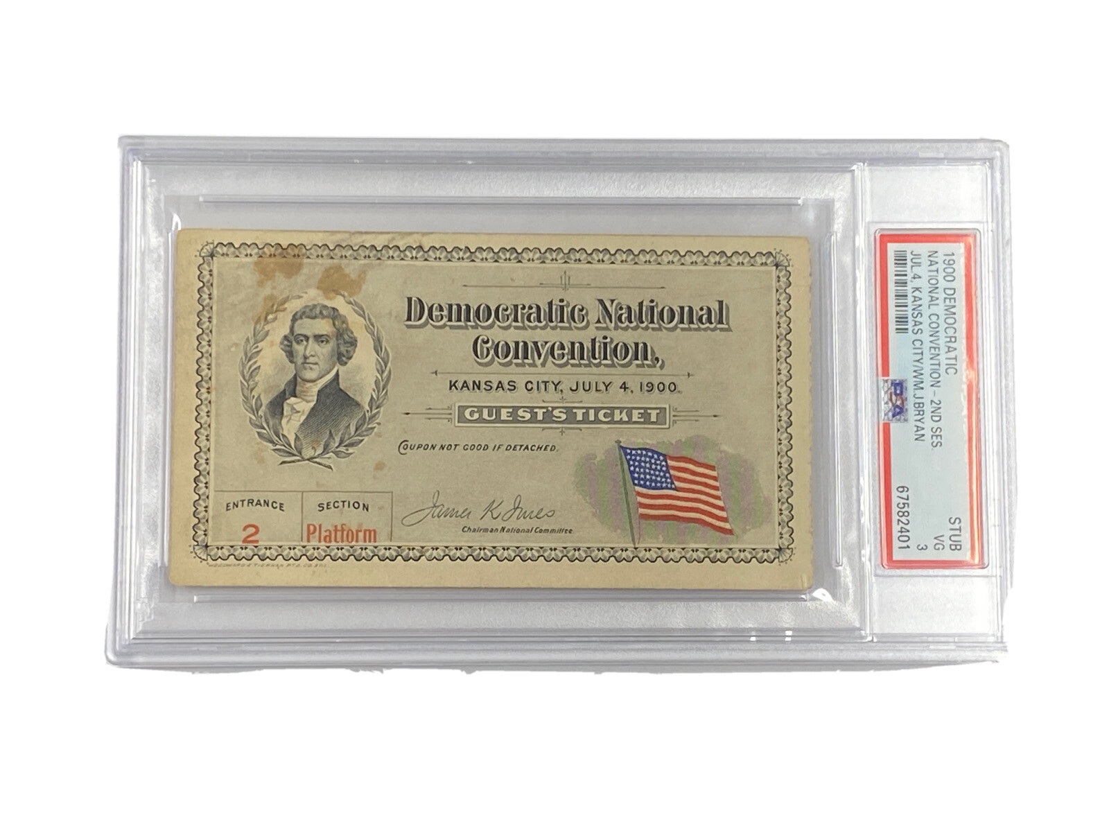 1900 Democratic National Convention Platform Ticket William Jennings Bryan PSA