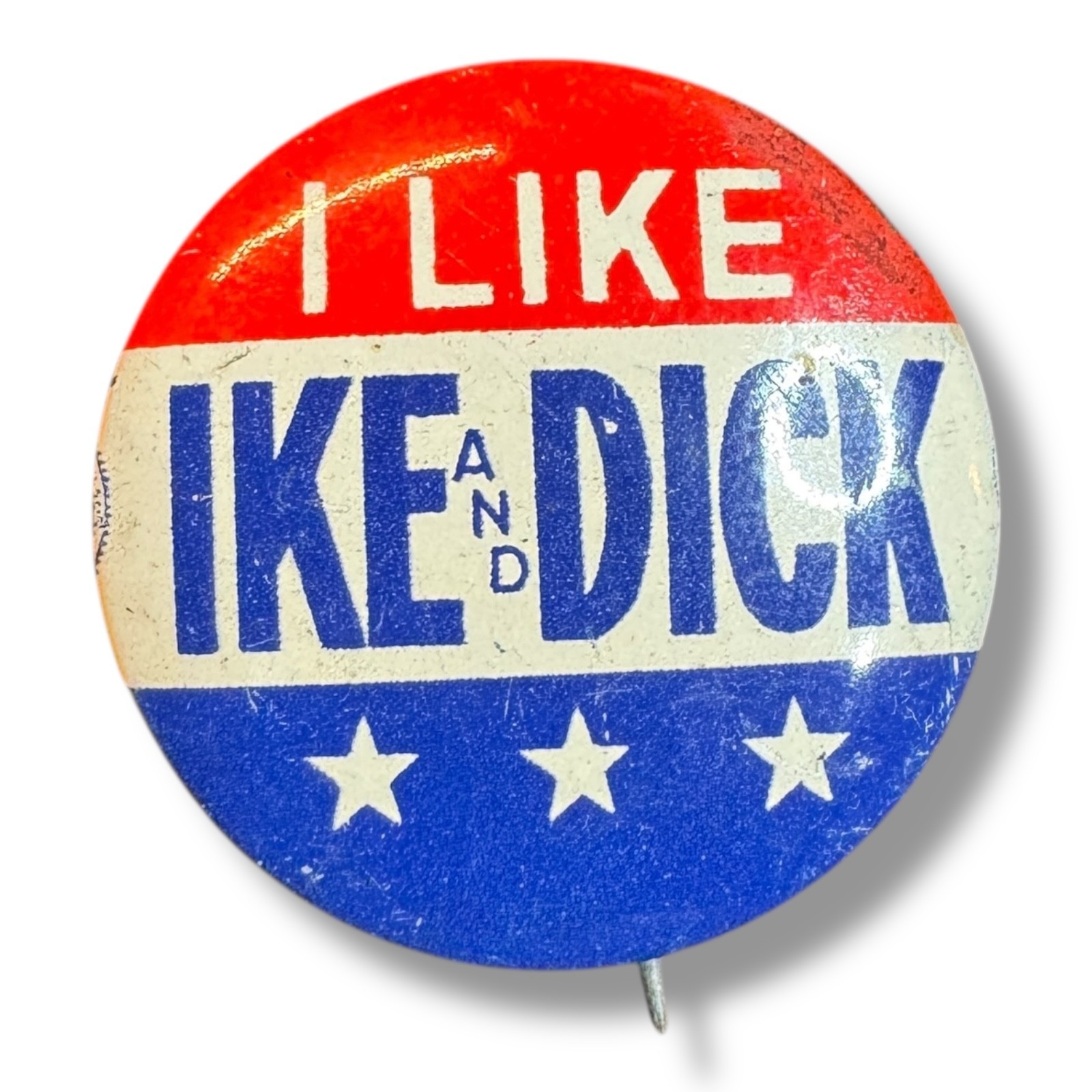 1956 I Like Ike And Dick Campaign Button GOP Political Pin Litho USA